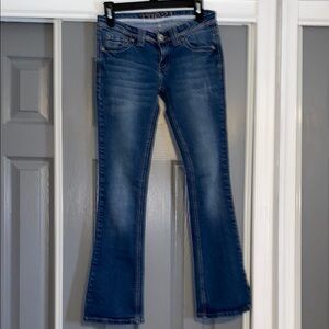 Rue21 Blue Low Rise Boot Cut Jeans Size 1/2 S Slim Boot